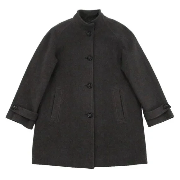 Vintage Jones New York Overcoat Womens Sz 12 Charcoal Gray Wool Lined Button Up - Picture 6 of 16